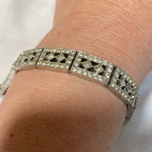 Engel Brothers Art Deco Crystals Rhinestone Vintage Bracelet Safety Chain